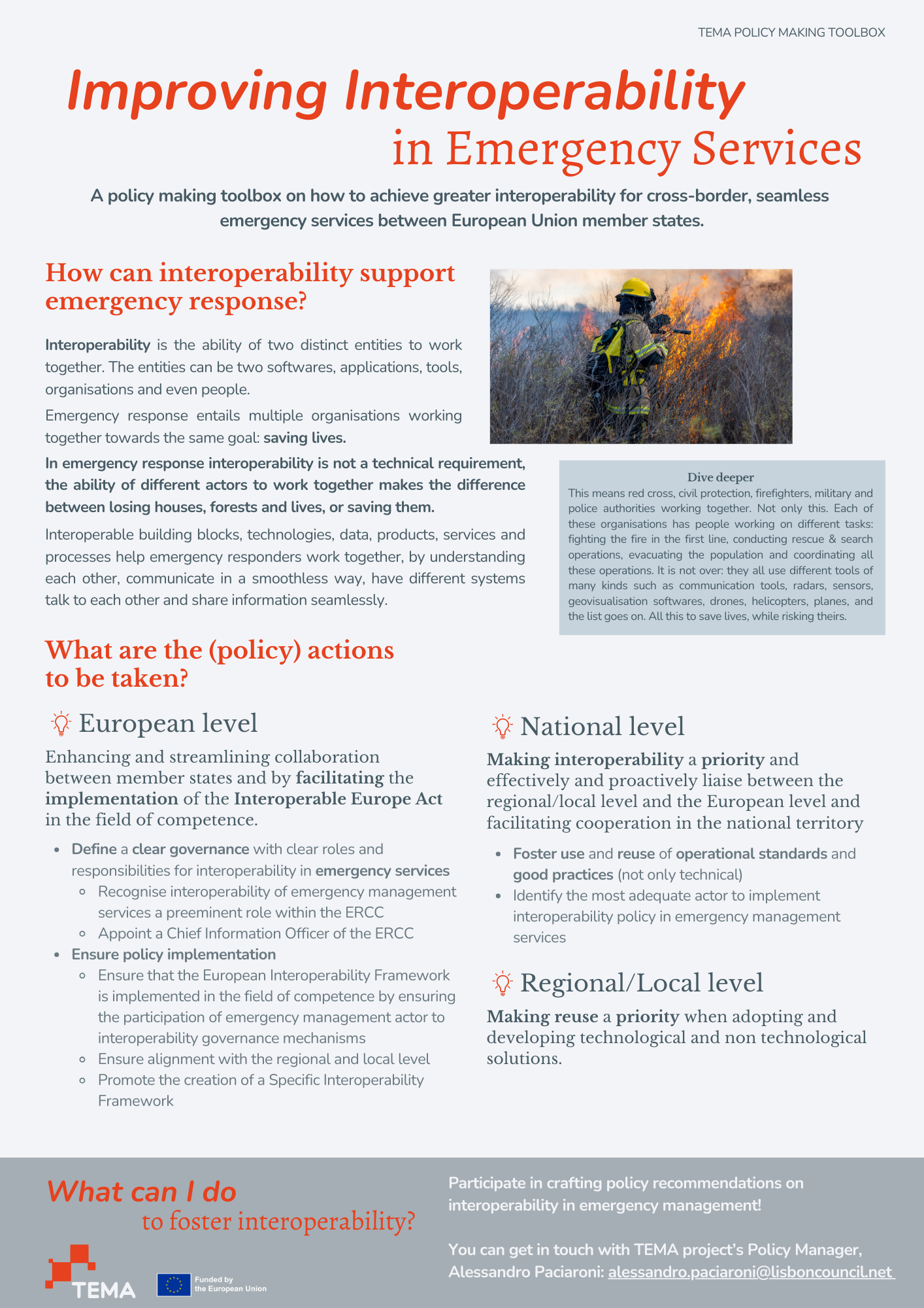 TEMA Policy Making Toolbox on Improving Interoperability in Emergency Services