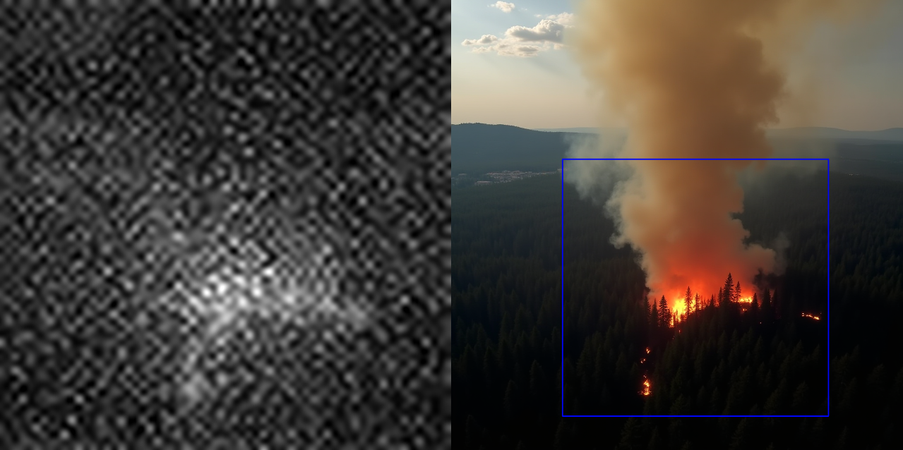 Attention map for the token “fire” and the corresponding label